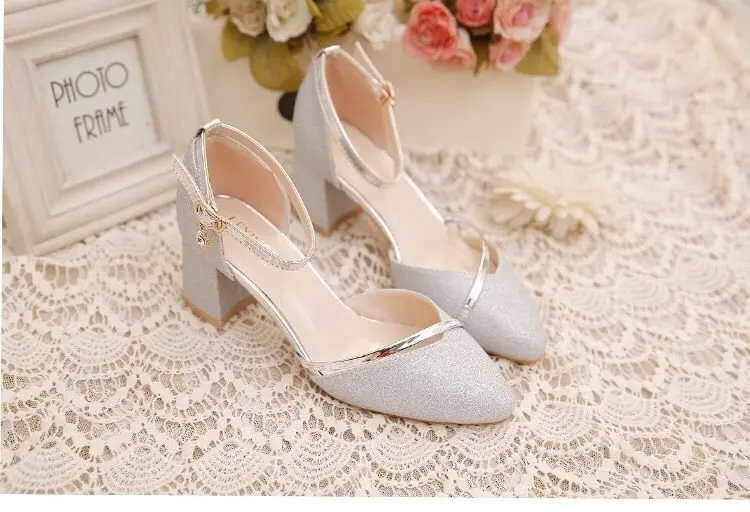 Mode Frühjahr und Sommer Schwarze Schuhe mit hohen Absätzen Damen Hochwertige Silber Hochzeit Schuhe mit hohen Absätzen Damen Gold Party Pump – Detail 7