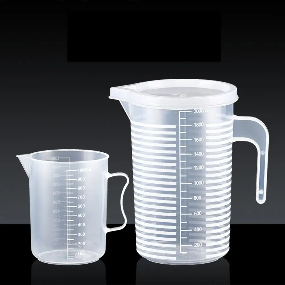 Clear Graduated Measuring Cup Plastic Scale Laboratory Beaker Large Capacity with Lid Transparent Mixing Cup Kitchen Baking