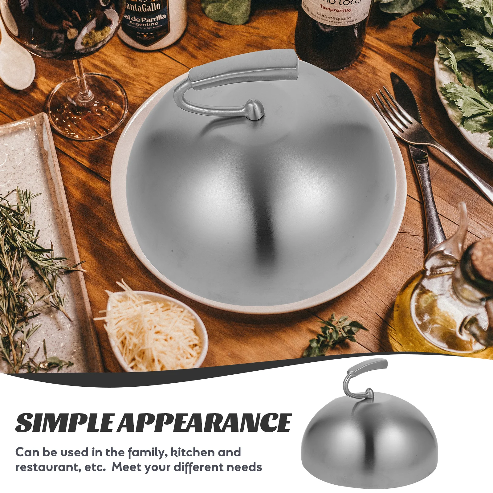 

1pc Stainless Steel Steak Food Protective Dome Anti-Splashing BBQ Cover Fresh Keeping Kitchen Food Cover for Restaurant