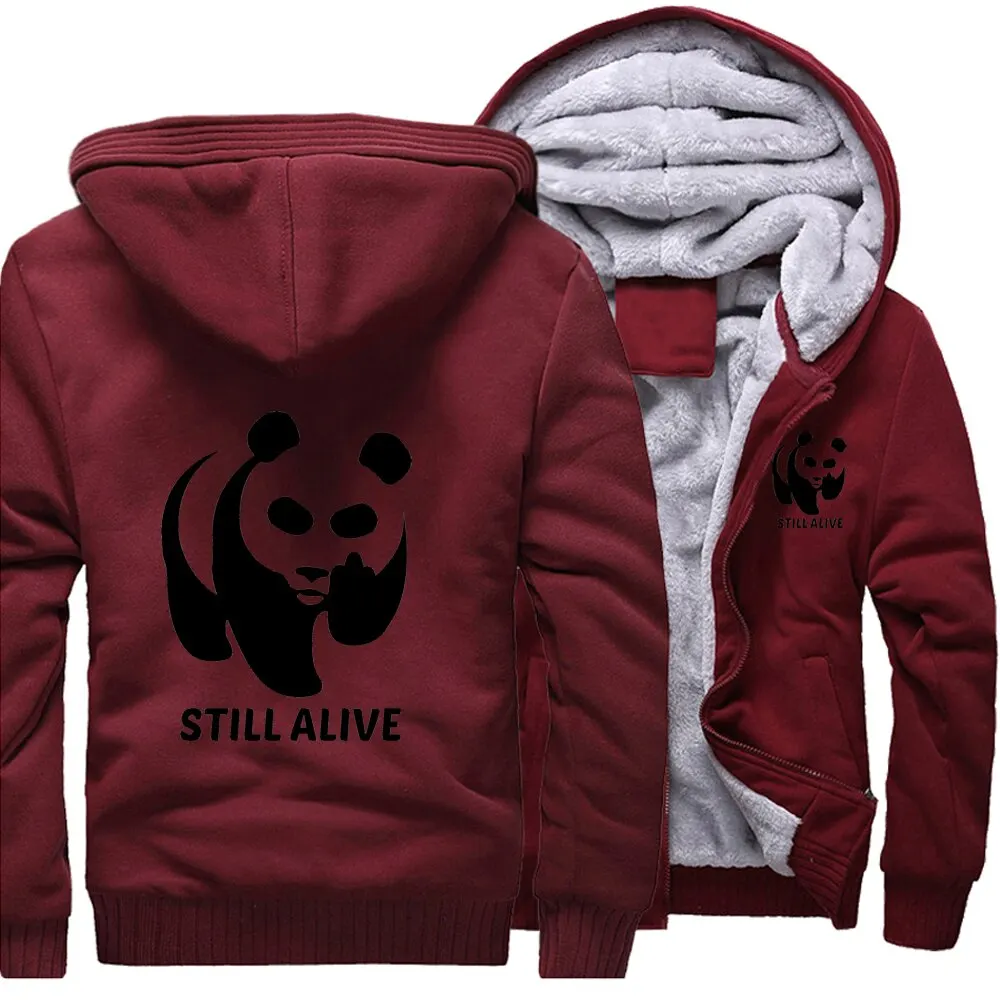 Cute Panda Hip Hop Kawaii Panda Animals Fashion Hoody 2022 New Arrival Sweatshirt Male Thicken Hoodies Zipper Fleece Warm Jacket