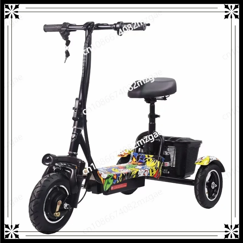 

Small portable pattern foldable lithium battery adult electric battery tricycle, elderly leisure mini tricycle.