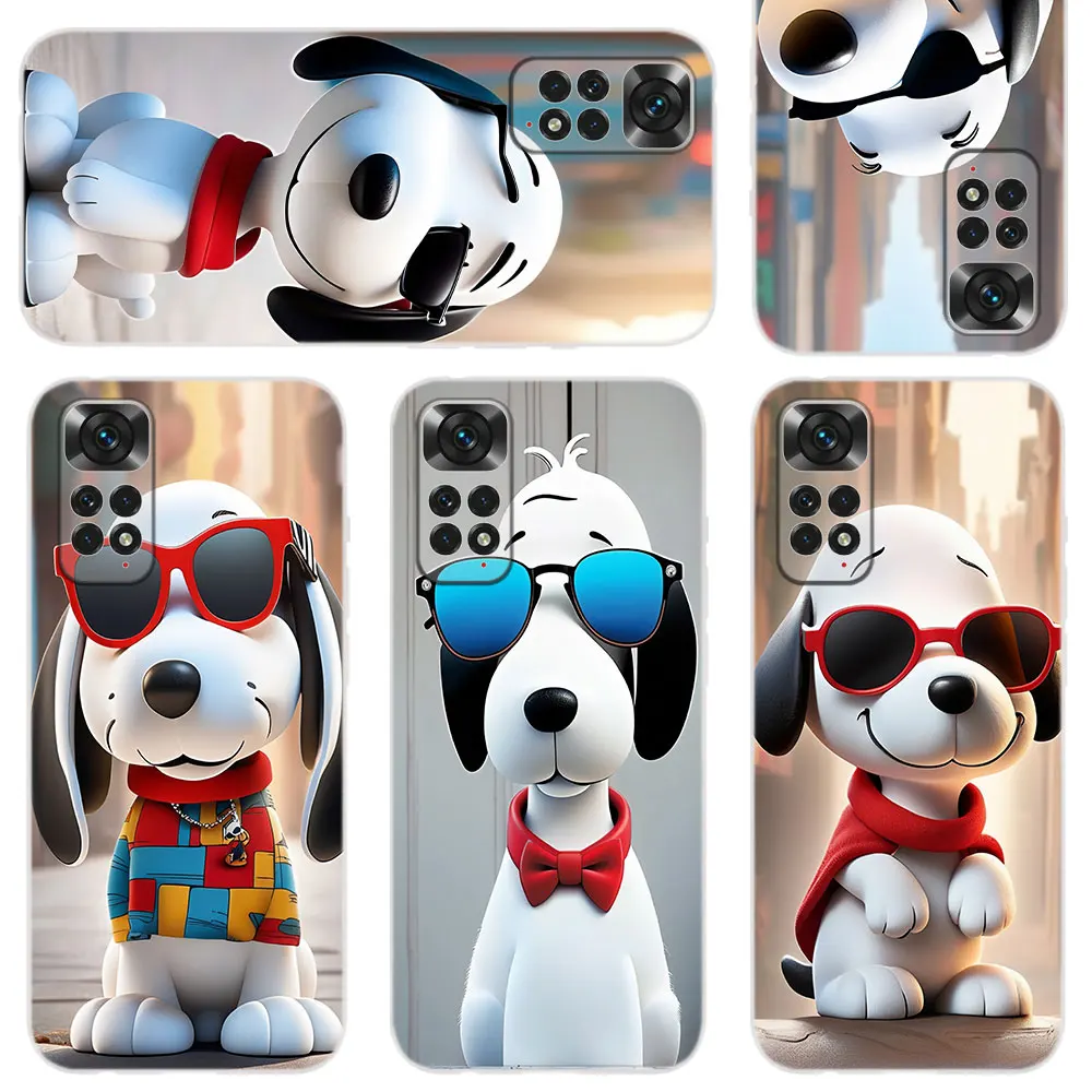 Phone Case For Xiaomi Redmi Note 11 10 9 8 7 6 Pro Max 8T 9T Lite 4G 5G Silicone Cover Snoopy wears sunglasses Cartoon