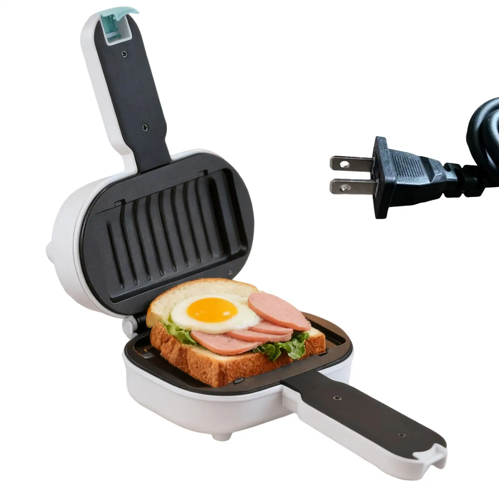 Máquina para hacer gofres antiadherente, sartén eléctrica para sándwich de media porción, máquina para hacer desayuno, horno para sándwiches y pasteles, molde para desayuno, tostadora de calentamiento rápido