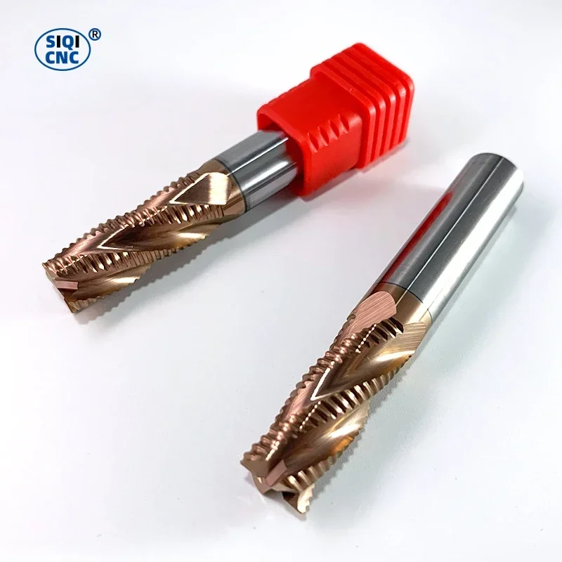 SIQICNC Roughing End Mill Solid Carbide 3 Flutes 4 Teeth for Steel Iron Aluminum MDF Fiberglass Acrylic Wood Copper Plastic