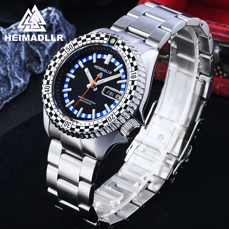 ساعات غواص رجالي HEIMDALLR H6 مرآة الياقوت 200 متر مقاومة للماء مضيئة NH36 ساعات رجالية ميكانيكية أوتوماتيكية من الفولاذ