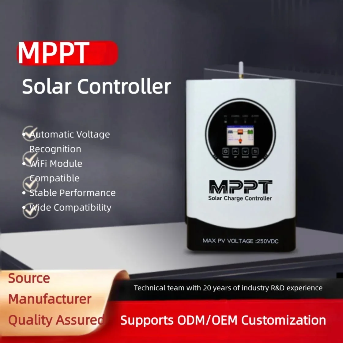 MPPT Solar Charge Controller 40A 60A 80A 100A for Off-Grid PV System 12V 24V 48V 60V 72V 96V Regulator Compatible with Lithium L