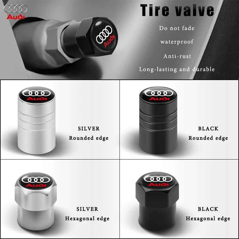 4Pcs Car Styling 3D Aluminum Metal Car Wheel Tire Air Valve Caps Cover For Audi A3 A4 b6 b8 b7 A6 A8 S Line S3 S4 S6 Q3 Q5 Q7 Q8