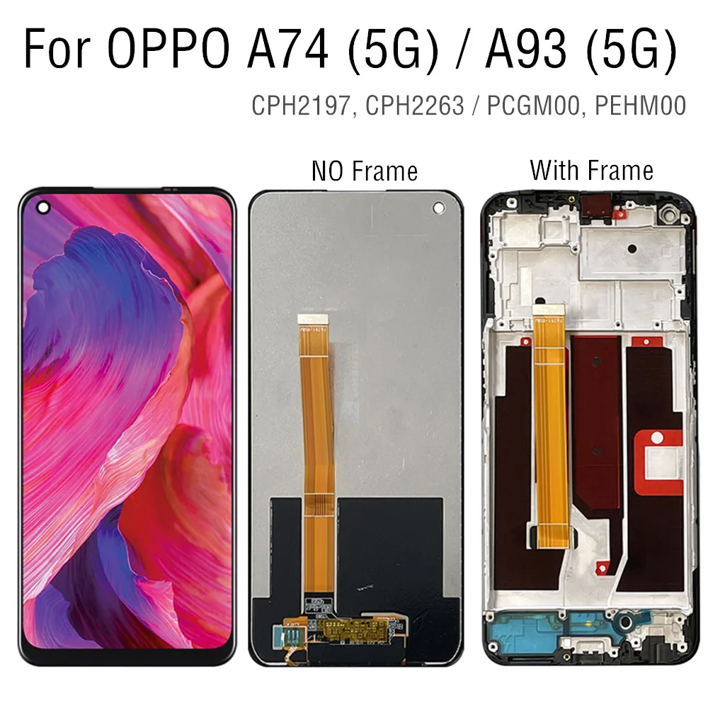 

6.5" LCD for OPPO A74 5G LCD Display Touch Screen Digitizer Assembly Replacement Repair Parts A93 5G CPH2197 2263 PCGM00