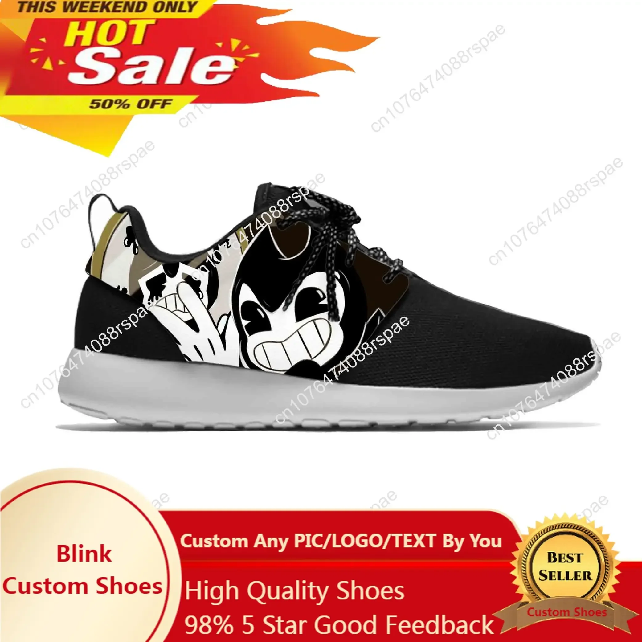 Bendy Anime Cartoon Game Cool Funny Fashion Sport Running Shoes Casual Breathable Lightweight Kids Boys Girls Children Sneakers