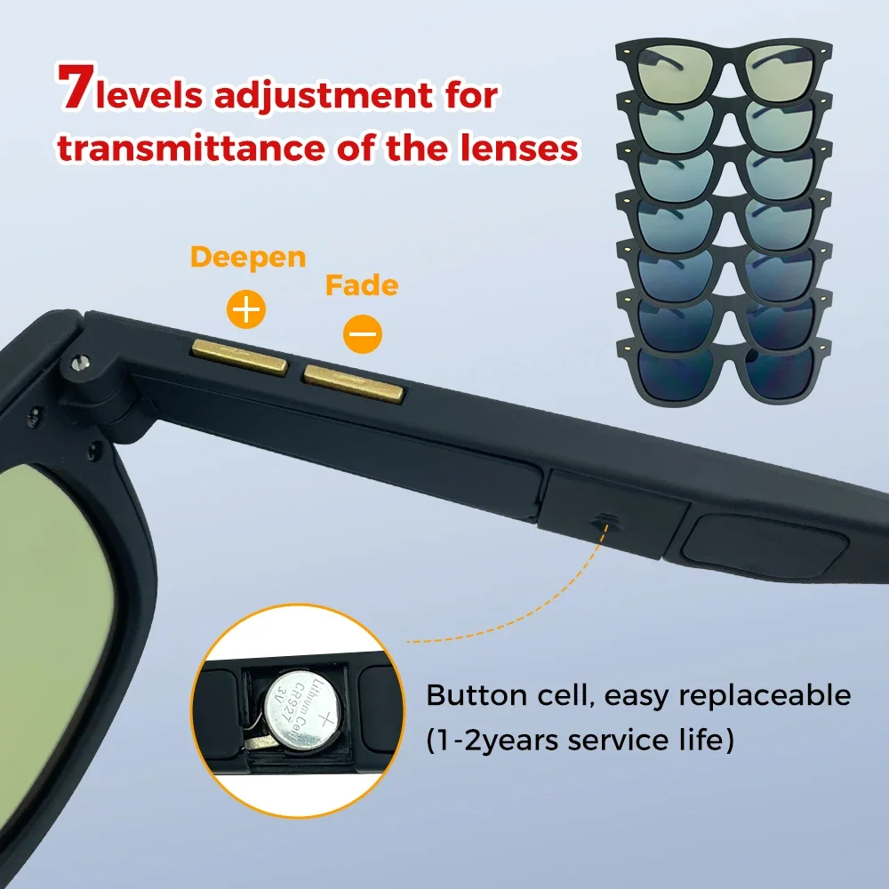 Lcd Smart 0.1s Electrochromic Glasses Slide Dimming Photochromic Sunglasses That Change Lens Color