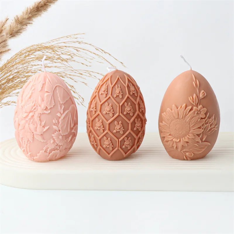 Rose Tulip Geometry Silicone Candle Mold Flower Egg Soap Resin Plaster Making Set Chocolate Ice Mould Home Decor Easter Gifts