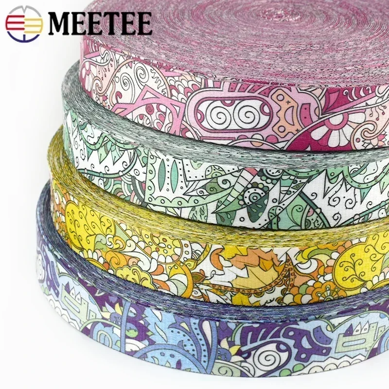 Meetee-cinta estampada de doble cara, 2/5/10 metros, 38mm, correas gruesas de 1,2mm, correa para bolsa, decoración, cintas de encuadernación, accesorios DIY