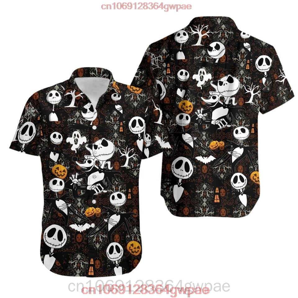 The Nightmare Before Christmas Jack Skellington Halloween Hawaiian Shirts Men\'s Women Button Up Shirt Disney Fashion Beach Shirt