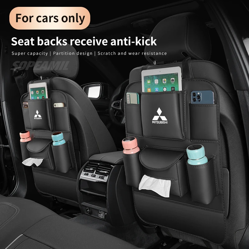 Für Mitsubishi Outlander Pajero Asx Lancer EX Evolution X Ralliart L200 Triton Auto Sitz Zurück Lagerung Tasche Rückenlehne Anti-kick Pad