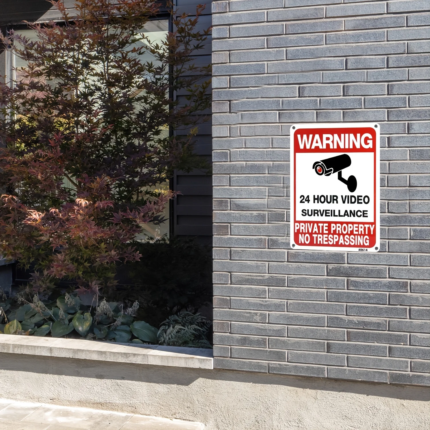 Warning 24 Hour Video Surveillance Tin Sign, Private Property No Trespassing Metal Sign, Outdoor Security Warning Wall Plaque