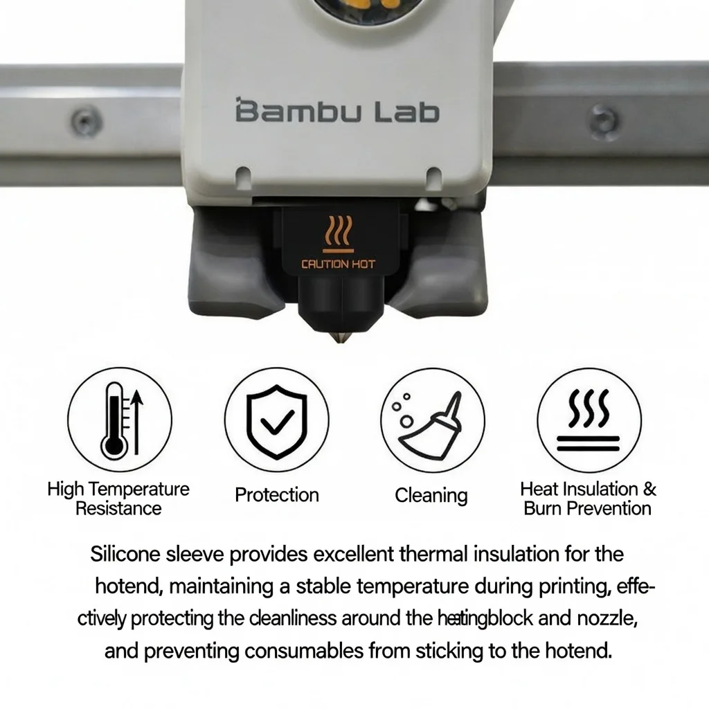 Bambu Lab A1 / A1 Mini Silicone Sock Hotend Thermal Insulation Sleeve High-Temperature Resistant Nozzle Heater Block Heat Shield
