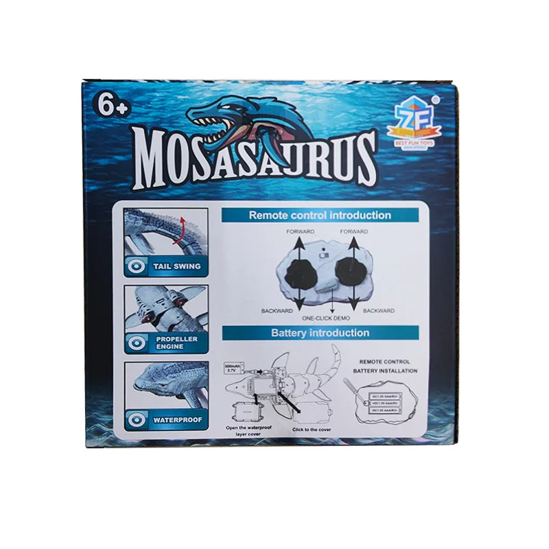 Juguete submarino de dinosaurio RC de 2,4G, barco de velocidad de pesca, luz de pulverización de agua eléctrica, cola de observación, juguetes para piscina al aire libre