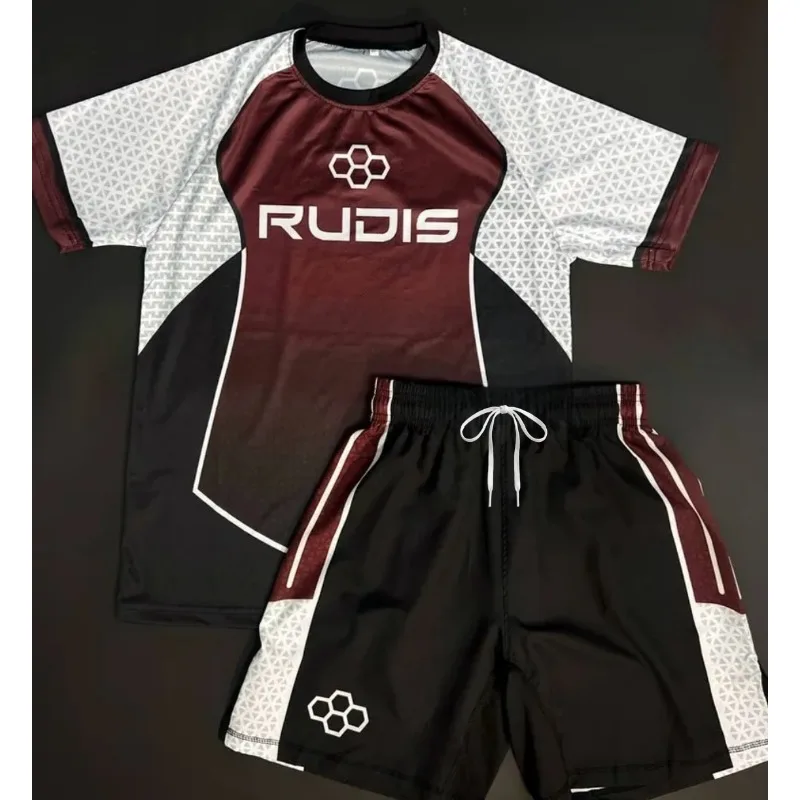 2026 Summer New Combat Training Set Quick-Drying, Breathable Unisex Jiu-Jitsu Anti-Abrasion Short-Sleeve Shorts 2-Piece Set MOTO