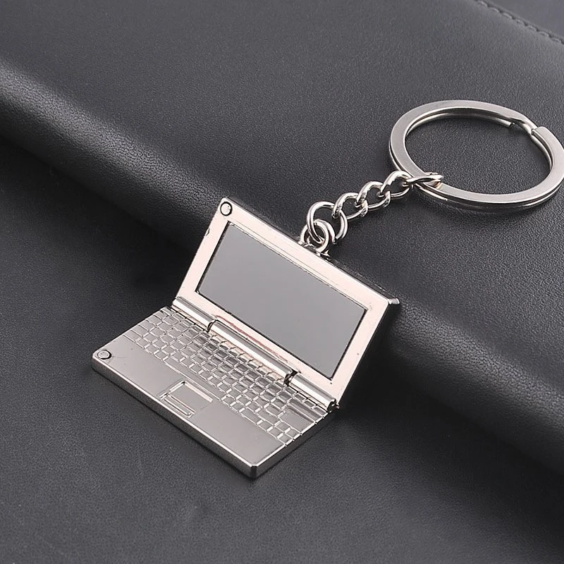 Creative Metal Simulation Notebook Computer Key Chain Car Bag Hanging Accessories Keychain Otaku Electronic Equipment Keyring