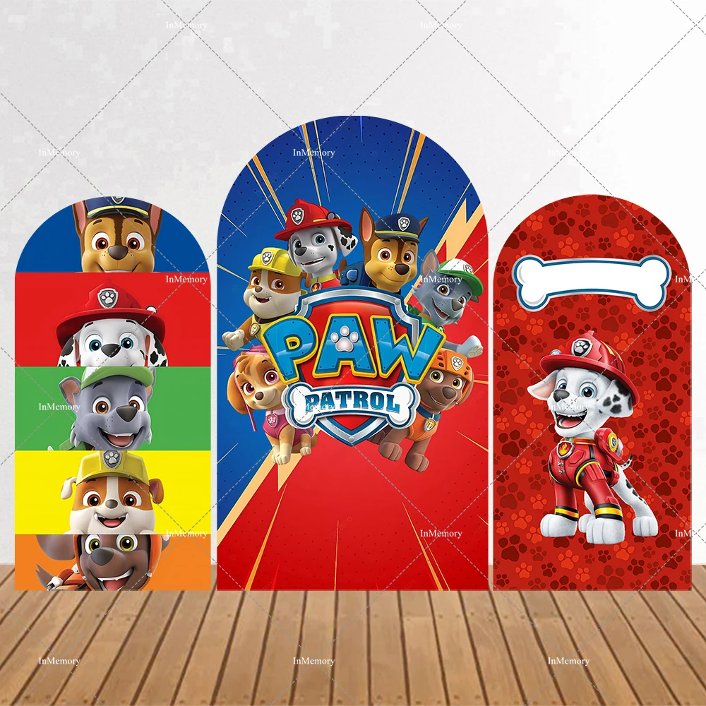 Fondo de arco con temática de la Patrulla Canina de Puppy Power para decoración de fiestas de cumpleaños infantiles, fondo de pared Chiara, kits de estudio fotográfico