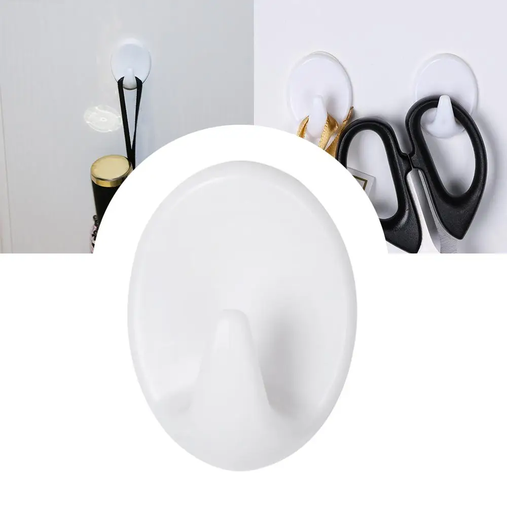 5pcs White Self Adhesive Plastic Hook Bathroom Wall Robe Towel Hanger Coat Clothes Bags Rack Kitchen Storage Organizer Hardware