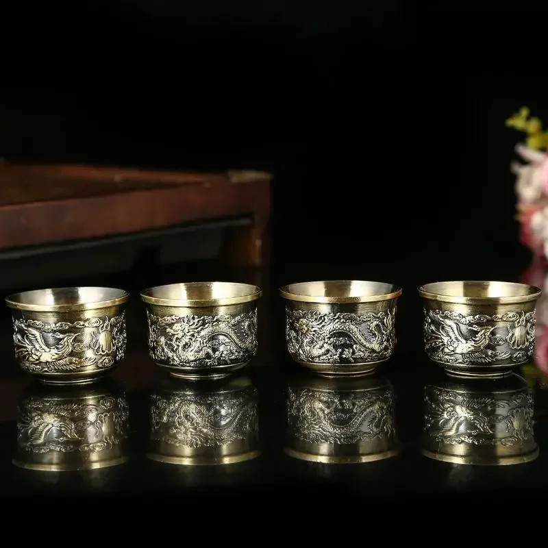 Premium Vintage Dragon Phoenix Kung Fu Tea Set with Engraved Tray