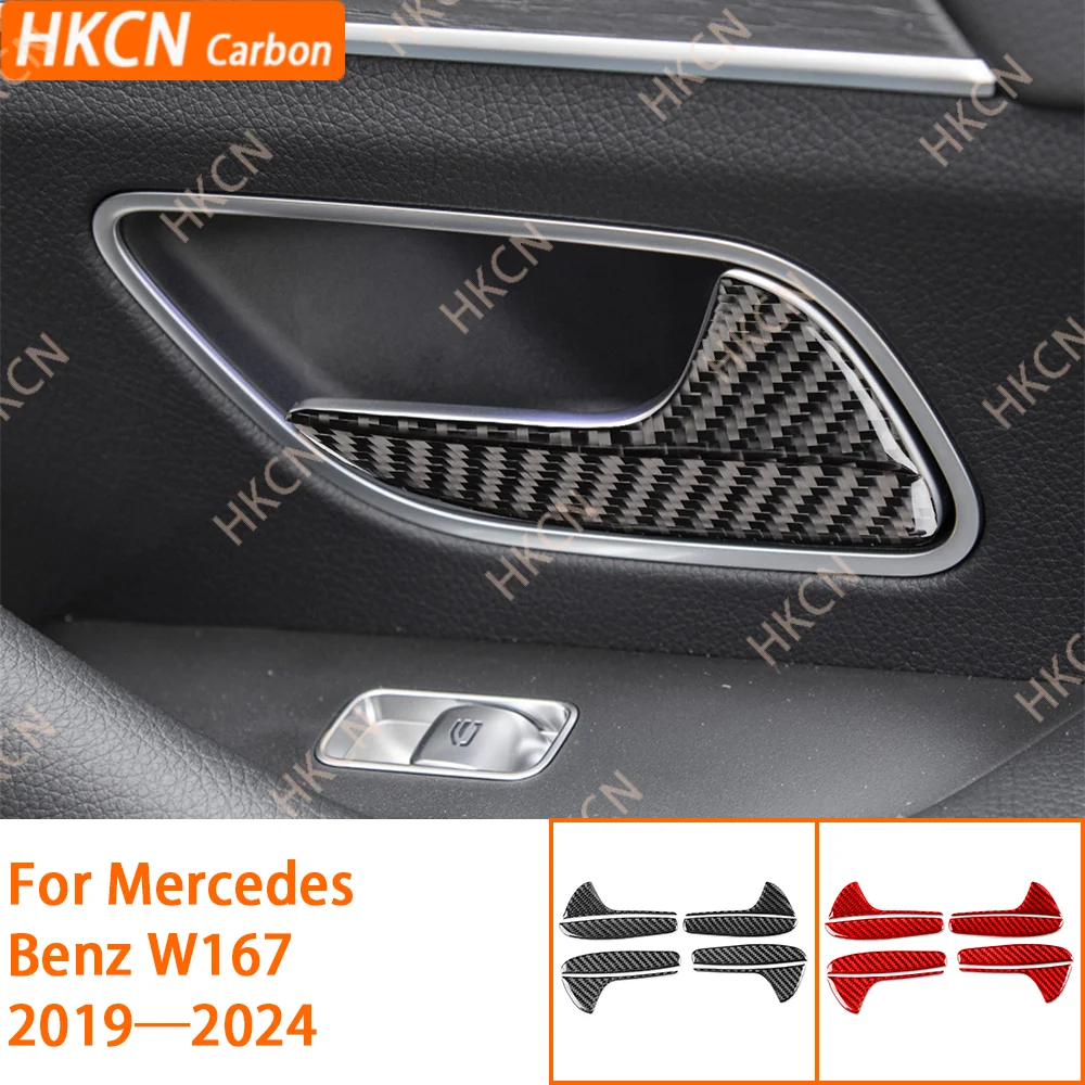 For Mercedes-Benz GLE W167 2019-2024 Interior door handle Decorative Trim Soft Carbon Fiber Car Internal Accessories 2
