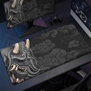 Alas Mouse Abu-abu Setan Jepang Alas Meja Tepi Kunci Gamer Komputer Besar Alas Mouse Laptop Oni Cetak HD Karpet Keyboard Karet Anti Selip 8 alas mouse abu-abu penjualan terbaik - №