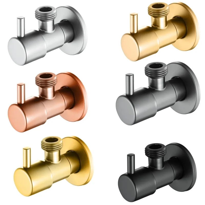 

Bathroom toilet water stop kitchen faucet one in one out one word round angle valve square wire gold angle valve