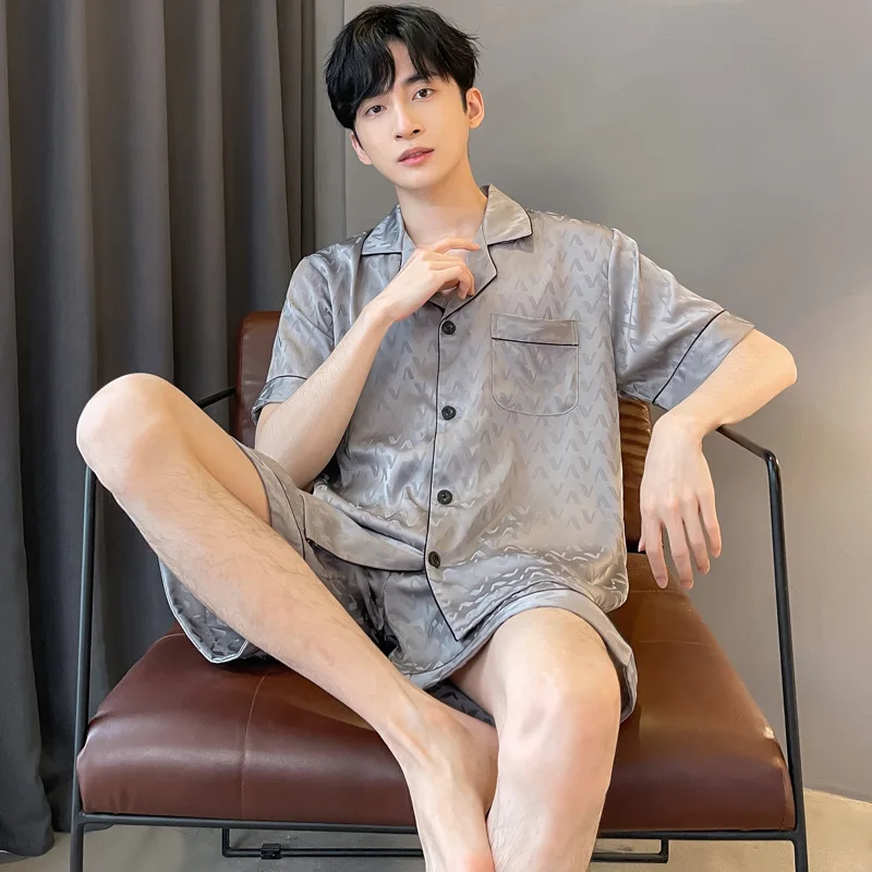 men's-pajama-set-sleepwear-pajama-man-summer-ice-silk-male-short-sleeved-lightweight-casual-home-wear-suit-all-seasons