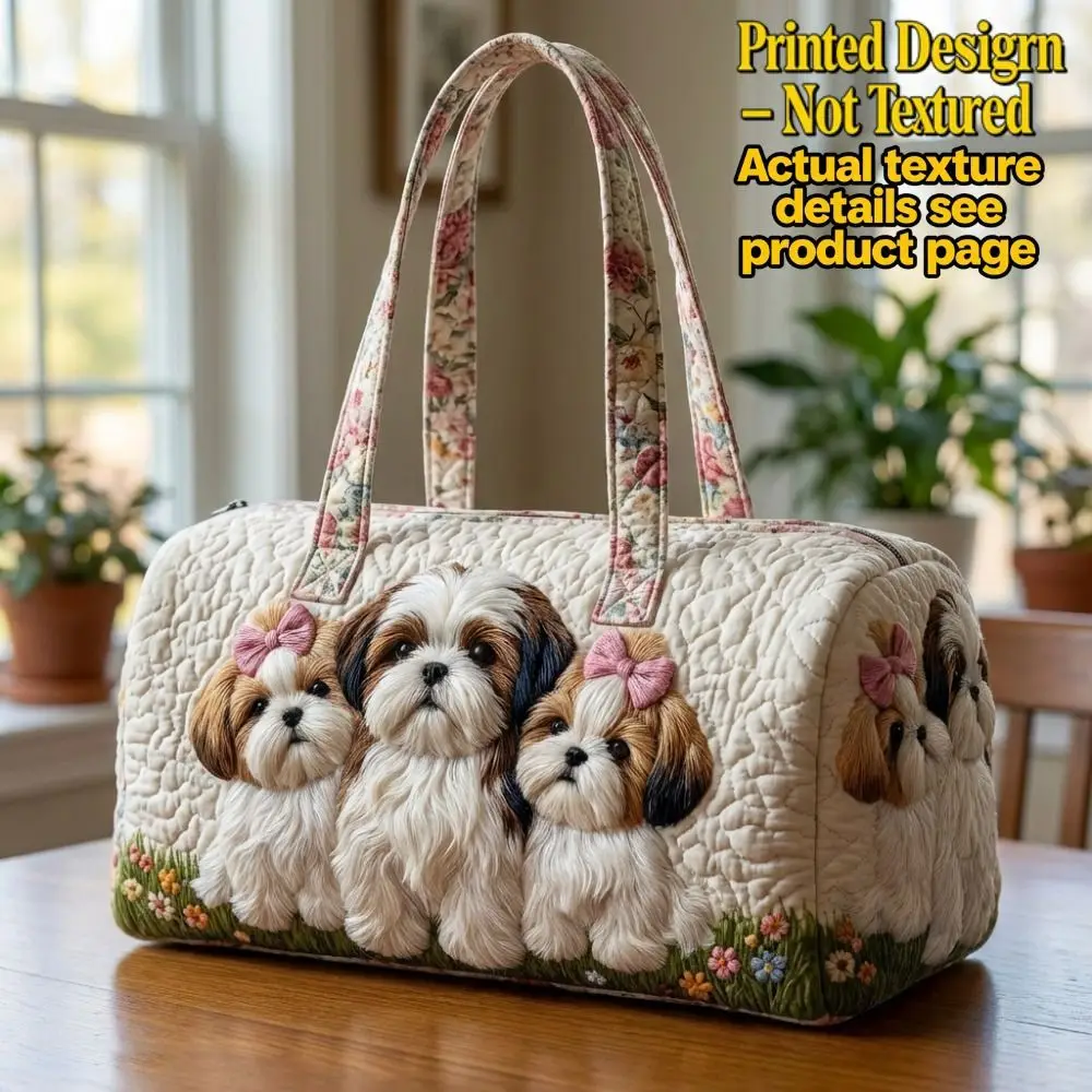 

Shoulder Strap Quilted Duffle Bag 3D Quilting Craft Large Capacity Short-distance Handbag Animals Pattern Tote Bags