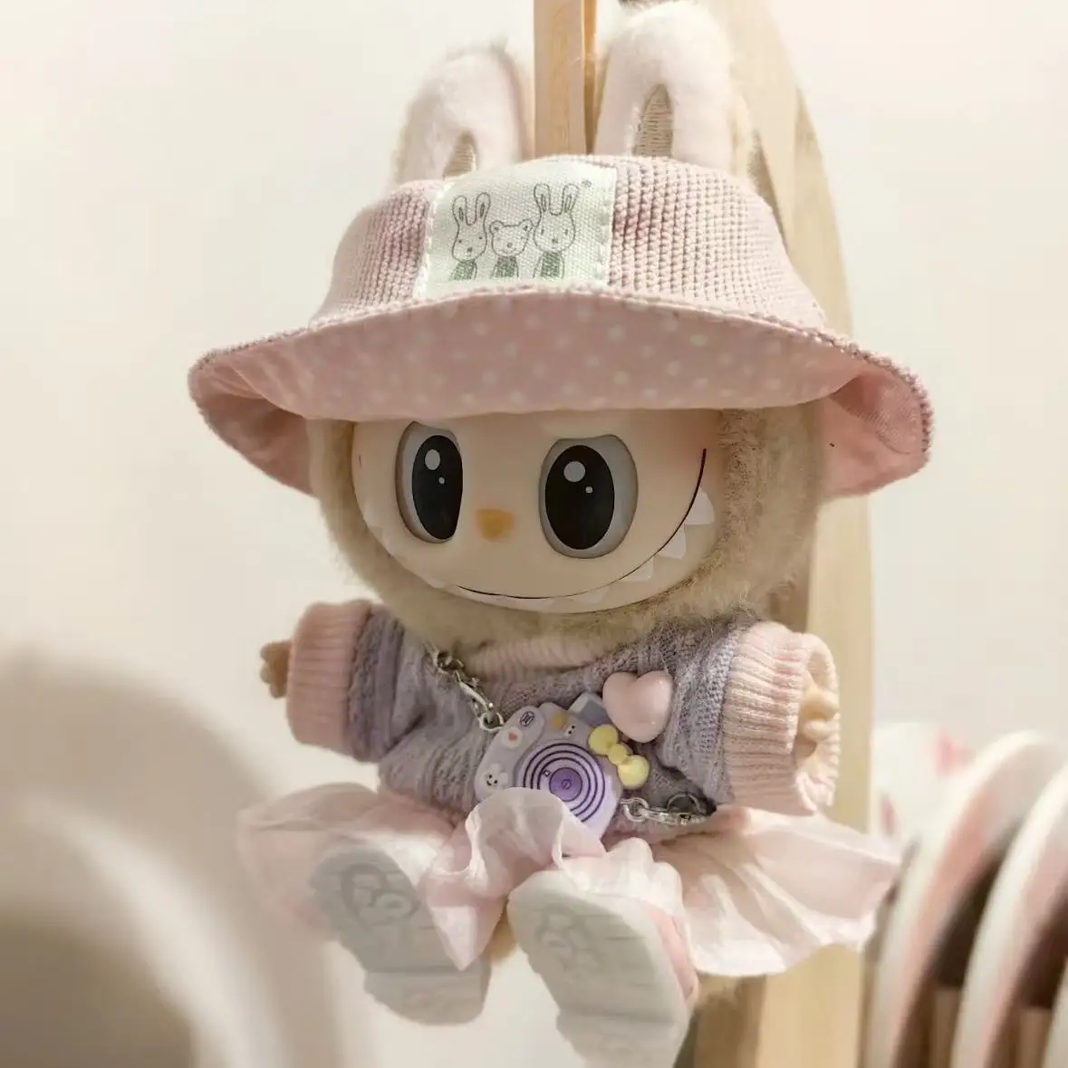 for 15-17cm Ropa Labubu & 10cm Cotton Doll Love Hoodie Pink Yarn Skirt Clothing no doll Mini Doll'S Clothes Outfit Accessories