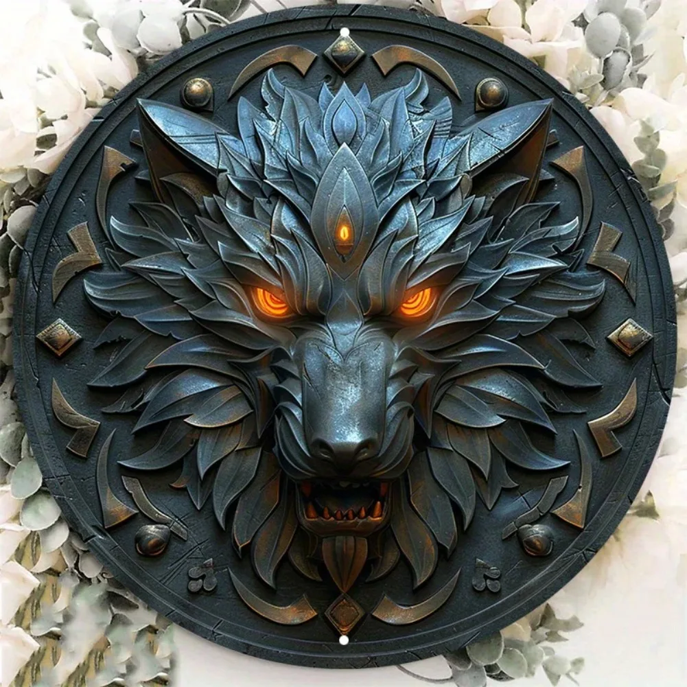 Wolf Design Aluminium-Metall-Wandschild-Dekor, wetterbeständig, HD-Druck, ideal für Tür, Heimdekoration, 20,3 x 20,3 cm, 1 Stück
