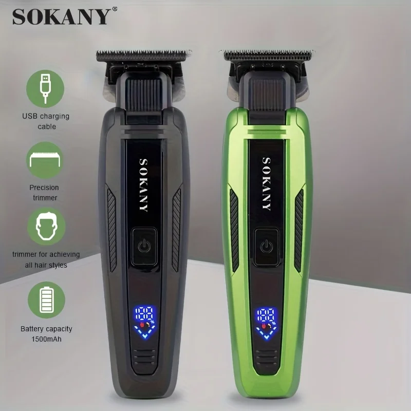 

Sokany Men's Hair Clipper, Beard Trimmer, Brushless Motor, 1500Mah, Electric Cordless Shaver with Lcd Display, Trimmer, Razor, H