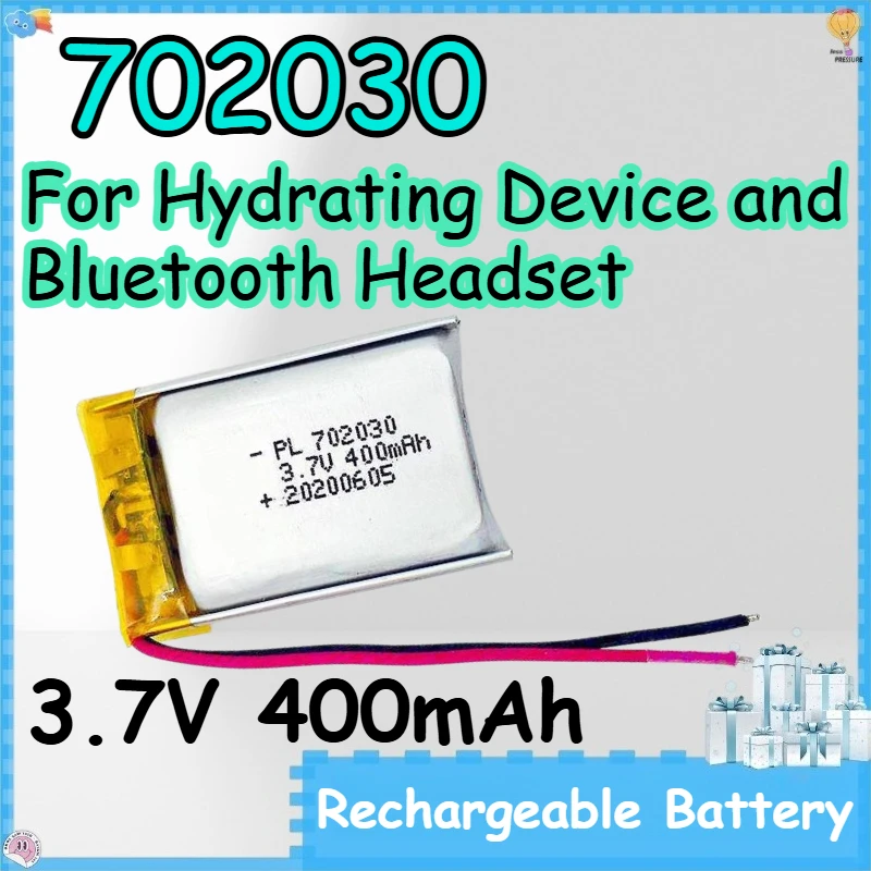 

702030 3.7V 400mAh Rechargeable Battery for Hydrating Device and Bluetooth Headset Polymer Lithium Battery