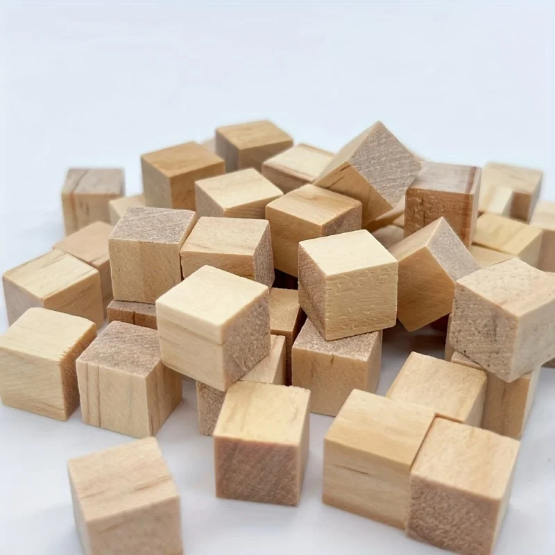 50pcs 0.39inch Wooden Blocks Small Wood Cubes, For Crafts And Puzzle Making DIY Home Decor