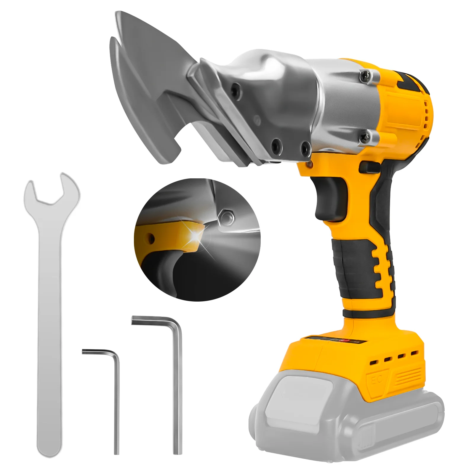 

RexLeLXB 400W Cordless Metal Shears Brushless Steel Metal Cutter 2 Variable Speed Electric Scissor for Dewalt 20V Battery Pin