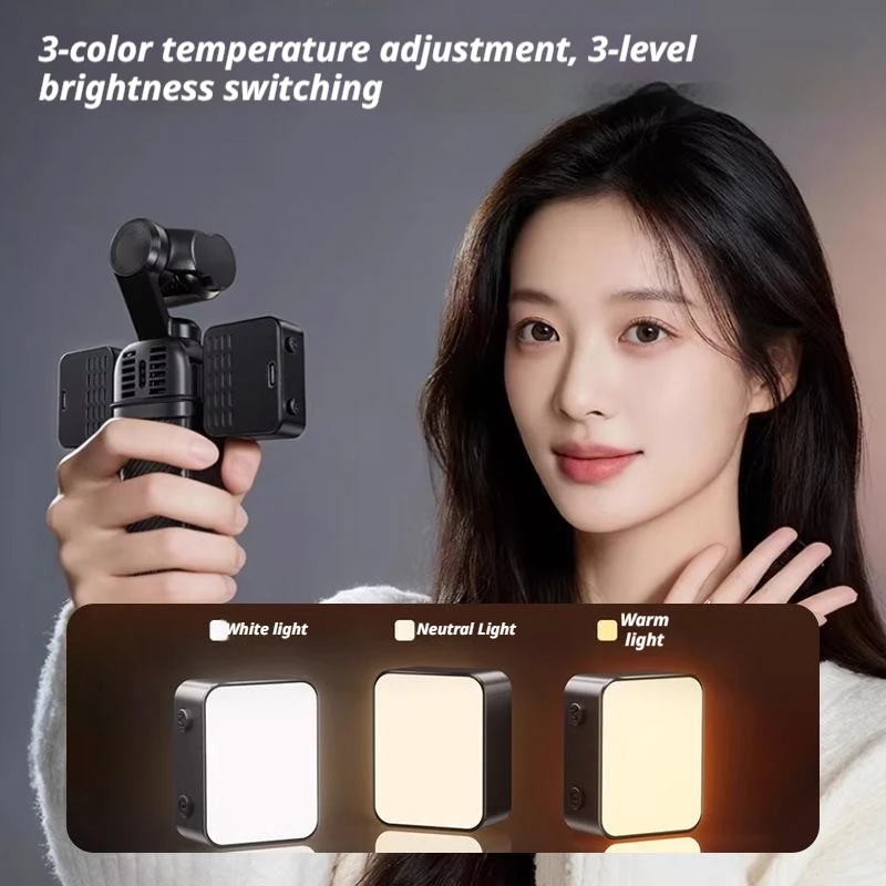 Magnetic Mini Light for DJI Osmo Pocket 4/Pocket 3 USB-C Rechargeable LED Fill Light, 200mAh 6500K Portable Fill Light Camera
