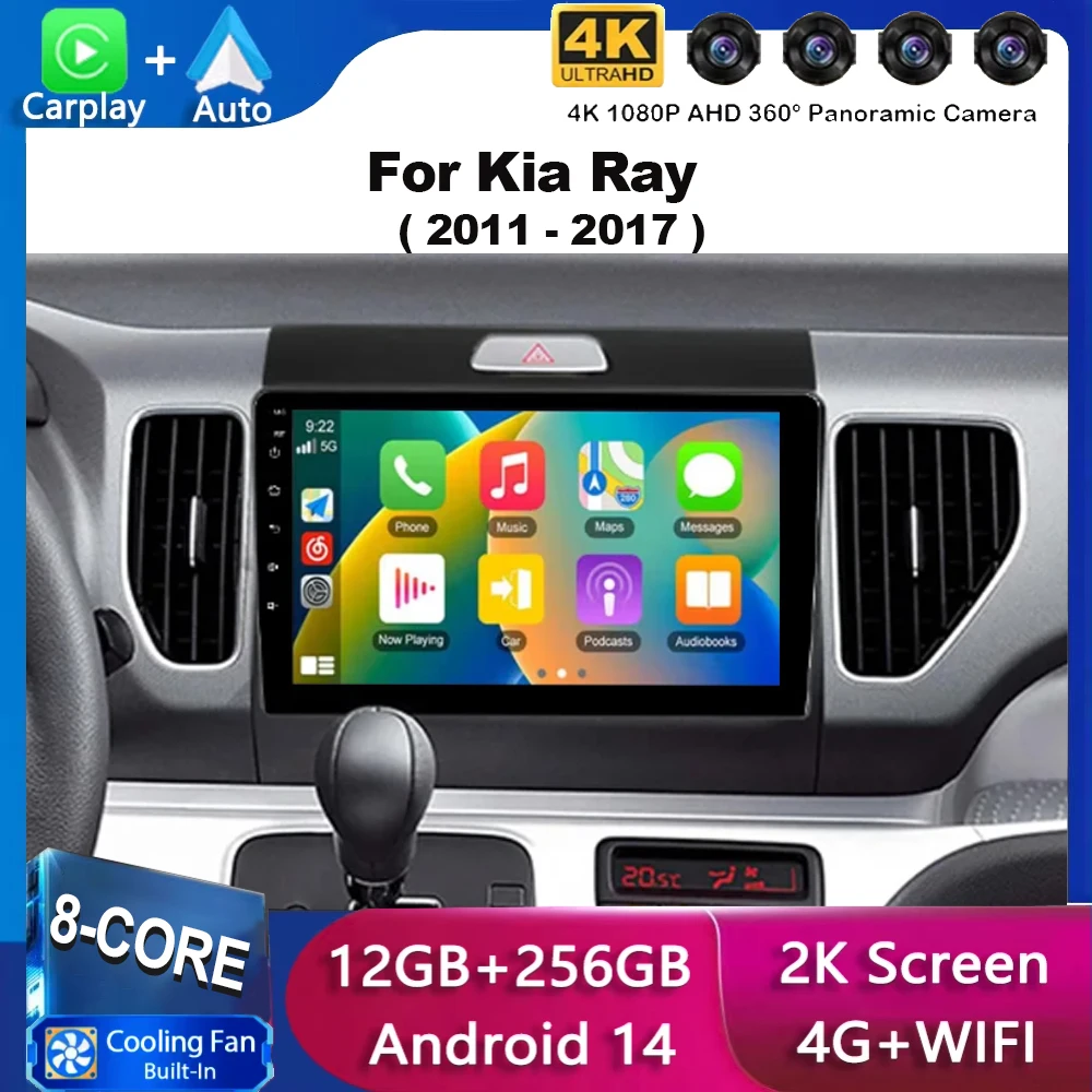 Carplay For KIA Ray 2011-2017 Android 15 All In One Car Intelligent Systems Multimedia Player GPS BT Auto Stereo 2Din
