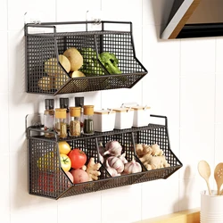 Optional Hanging Storage Basket Kitchen Fruit Vegetable Plates Dishes Tray Grocery Holder Kitchen Shelf Easy to Install