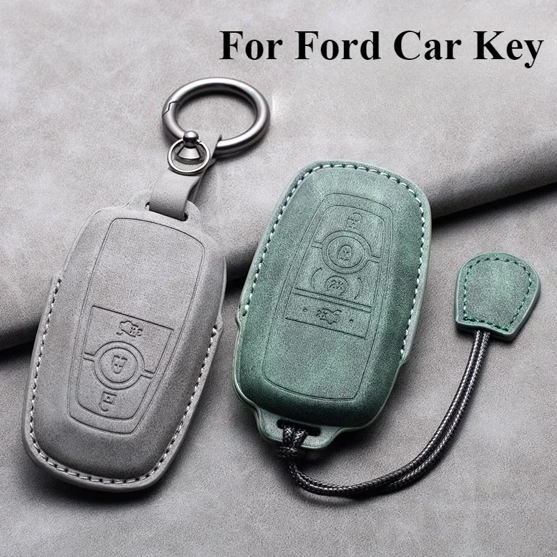 

Car Key Case Cover For Ford Fusion Explorer Mustang F150 F250 F350 F450 Escape Edge Leather Car Key Shell Accessories