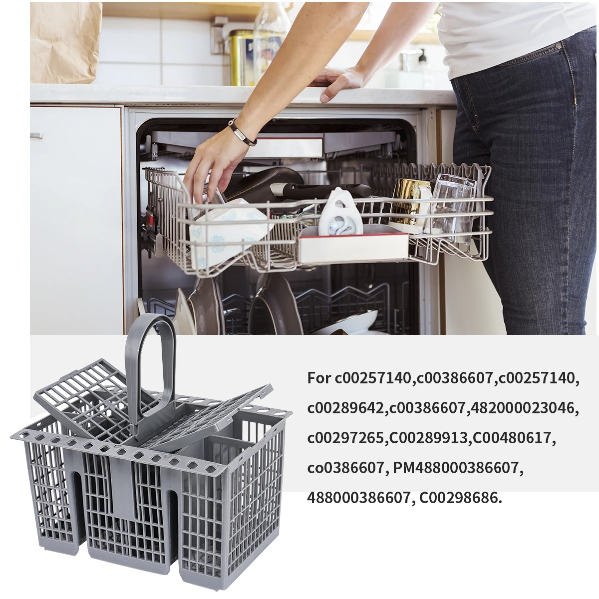 Replacement Dishwasher Cutlery Basket for Whirlpool Hotpoint Indesit Bauknecht Ikea OEM488000386607C00386607 C00257140 996738729 view 4