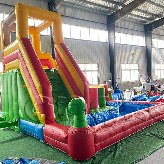 Commercial Inflatable Water Slide amusement park Bounce House Jumper with slide pool