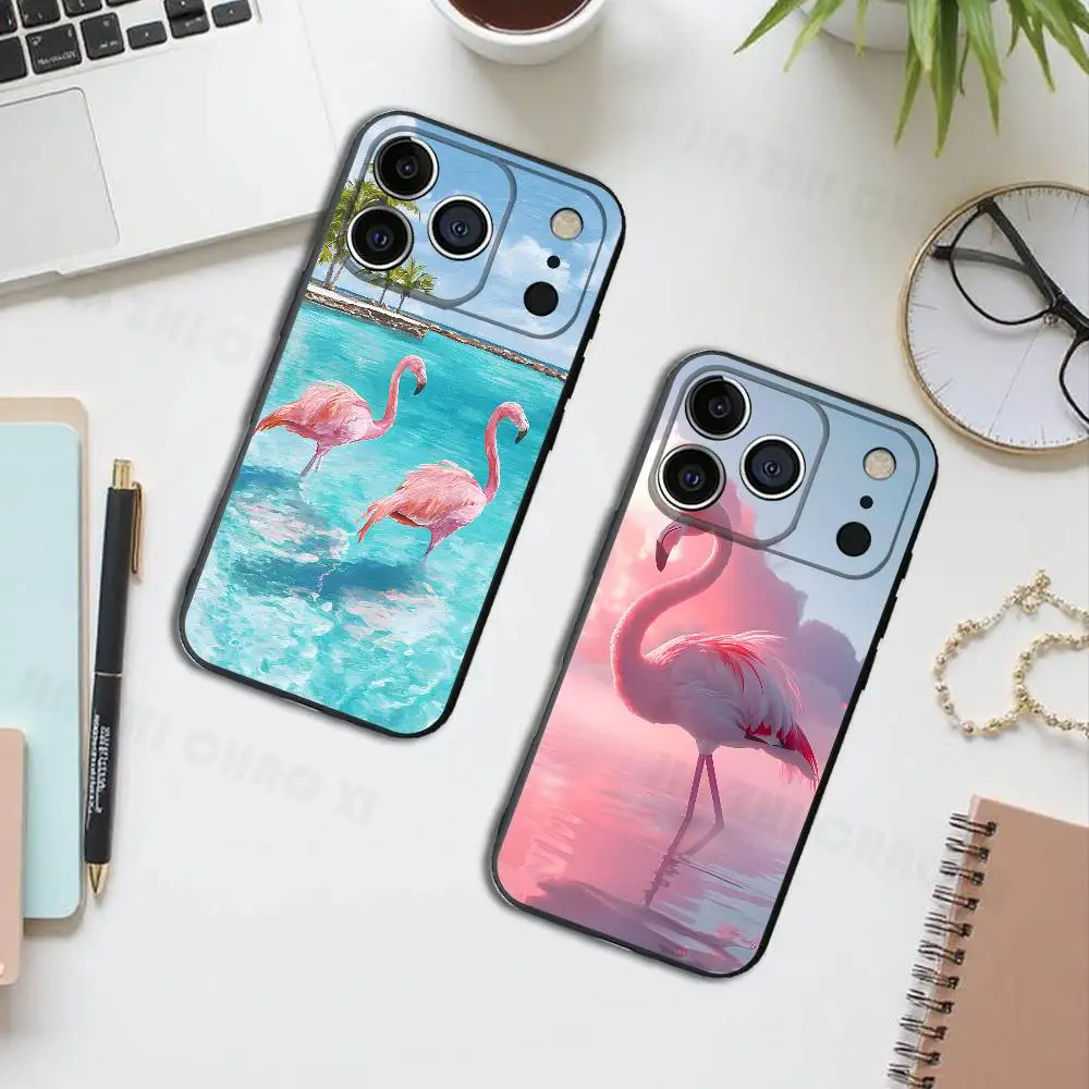 

Animal Cut Flamingo Silicone Soft Phone Case For IPhone17 16 15 14 13 12 11 Pro Max Plus X XR SE Cover