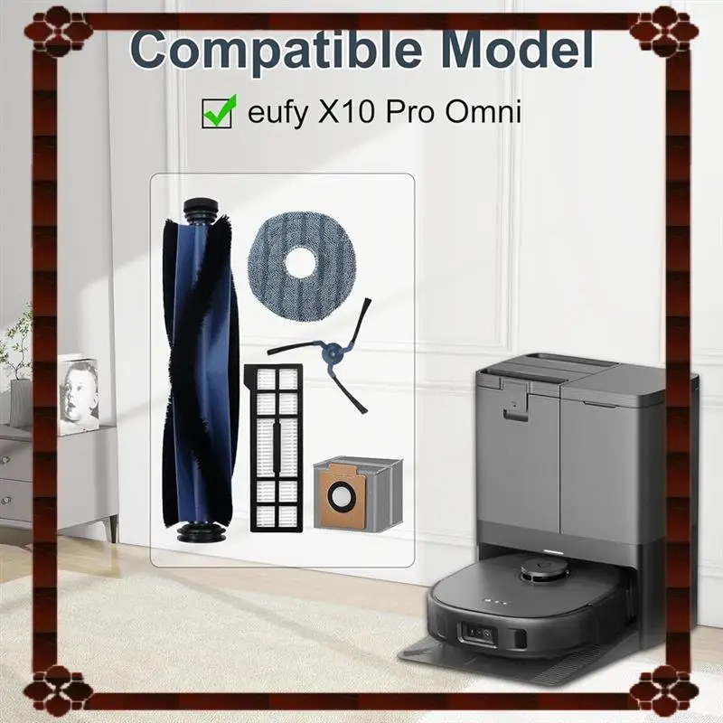 Consegna in 24 ore per accessori di ricambio per aspirapolvere robot Eufy X10 Pro Omni, parti del filtro del sacchetto per la polvere della spazzola laterale della spazzola principale