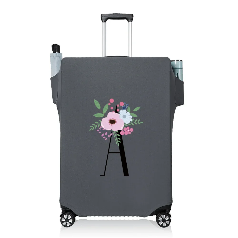 Luggage Cover Wear Resistant Travel Case Elastic Fabric Dust Cover Durable Covers Flower Black Mul Pocket Compartment Protective