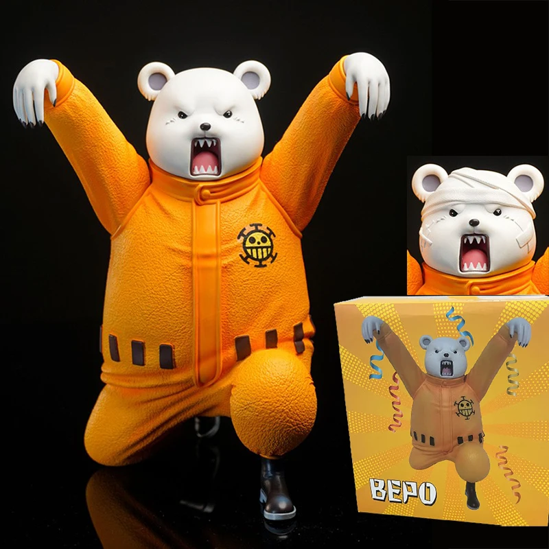 

18cm Cute Bepo Figurin Eone Piece Action Figure Anime Kung Fu Bear Bepo Action Figures Gk Double Head PVC Model Collection Toys