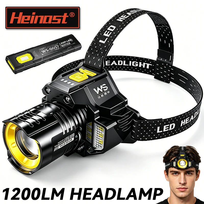1PC Powerful LED Headlamp Motion Sensor Headlight 18650 Rechargeable COB Head Flashlights High Power Head Lamp Fishing Headlight