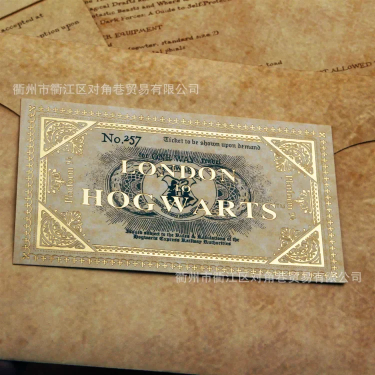 Cosplay Harries Admission Letter Hogwarts School of Witchcraft and Wizardry Potters Bronzing Tickets Collection Props Toys