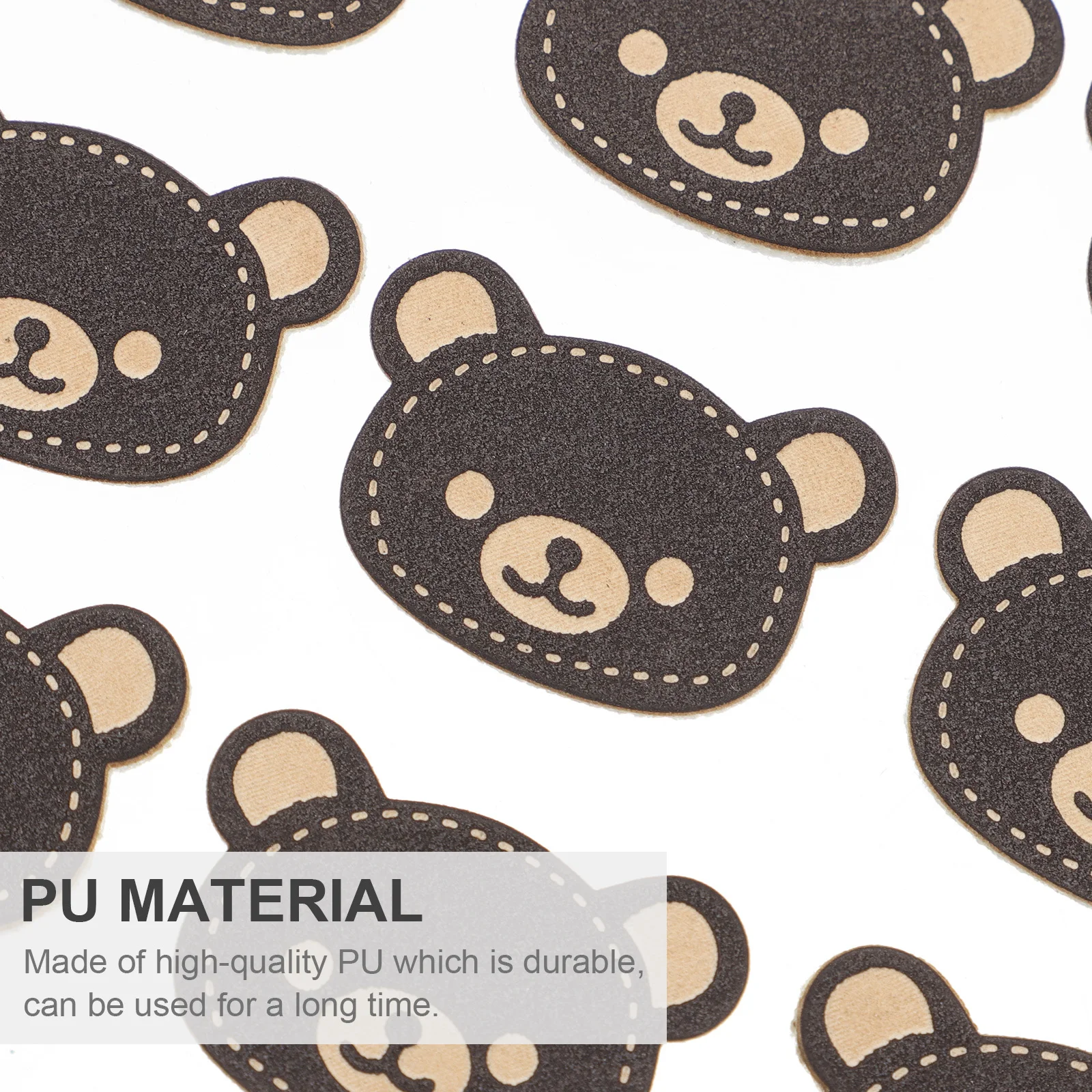 

100Pcs Embossed Bear Head PU Clothes Tags Creative DIY Sewing Labels for Clothing Bag Wallet Patchwork Clothing Label